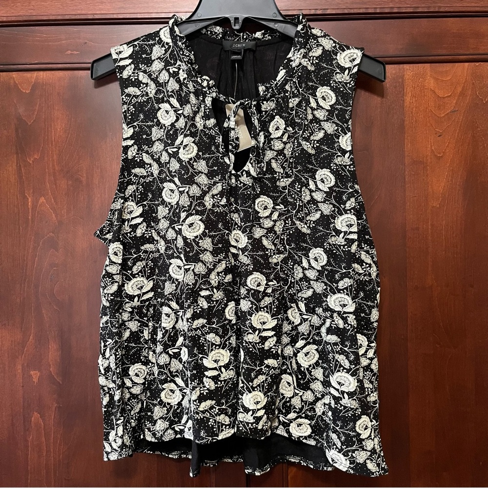 J. Crew Black and White Floral Blouse